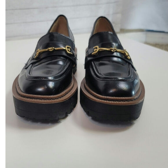 SAM EDELMAN LAURS PLATFORM LOAFERS IN BLACK PATENT LEATHER, SZ 6 - Picture 4 of 16
